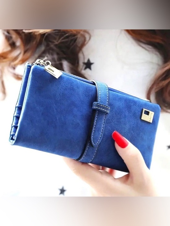 Handbags - Blue Suede Ladies Wallet Clutch - Unbranded New With Tags